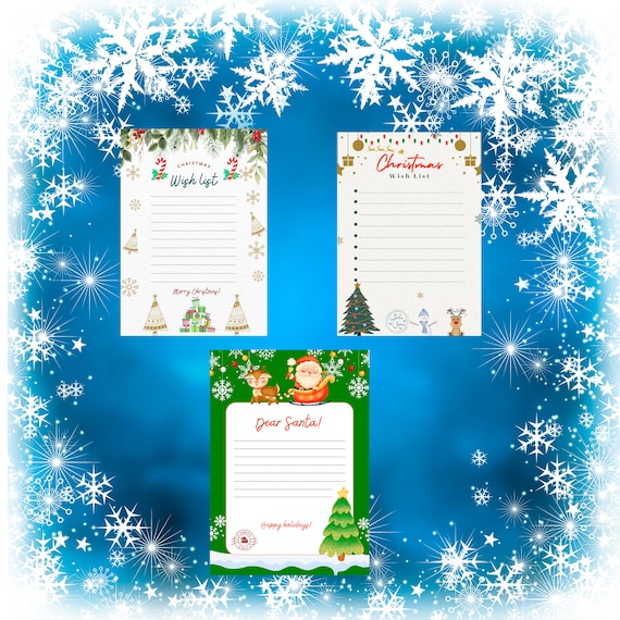 Three Downloadable Santa letters Template wish list for children traditional letter for children Digital Download