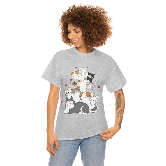 Unisex Heavy Cotton Tee, Animal Lover's T-shirt, Cat Lover's T-shirt, Gift for her Gift For Him, Birthday Gift, Cute T-shirt, Funny T-shirt,