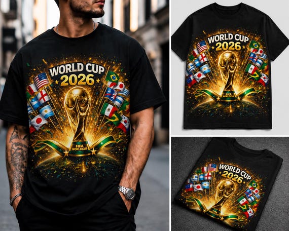 World Cup 2026 Trophy and Flags T-Shirt | Soccer Tournament Tee