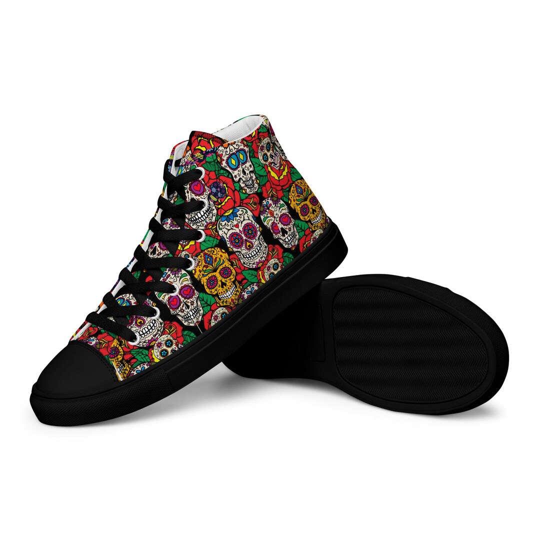 Flower Skull Men's Low Top Shoes