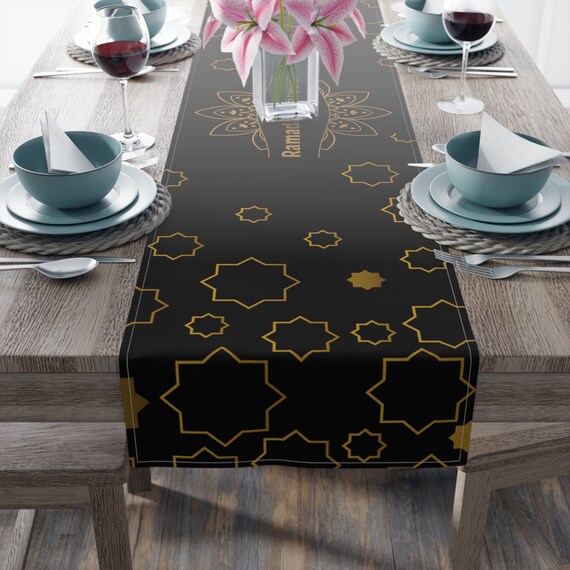 Ramadan Kareem Table Runner (Cotton, Poly) ,Muslim holidays, fasting, home décor, Islamic, gift.