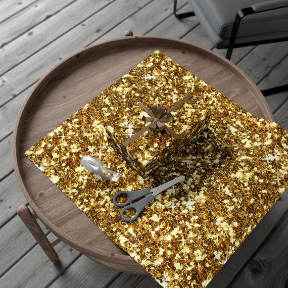Wrapping Paper Kit, Holiday Gift Wrap Set, Elegant Christmas Wrapping Paper, Luxurious Gold Sparkle Design, Festive Gift Packaging, Luxury