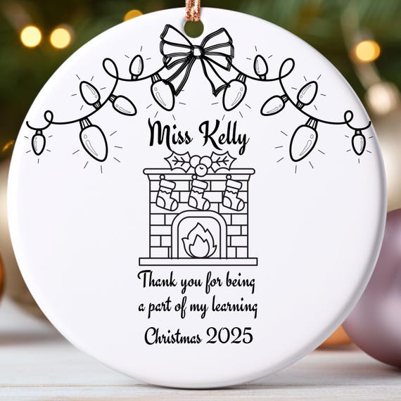 Personalized Teacher Christmas Ornament – Custom Holiday Keepsake, Name & Year, Christmas Gift for Teachers, Festive Home Décor