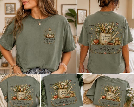 Tiny Hands Big Hearts Teacher Shirt, Kindergarten Teacher Gift, Preschool Teacher Tee, Floral Comfort Colors Shirt, Back to School