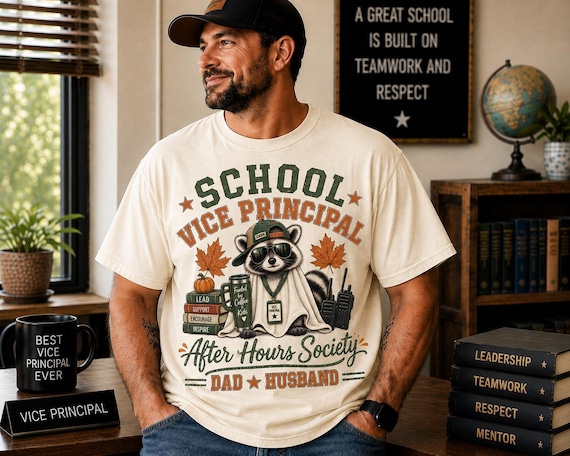 Vice Principal Halloween Shirt, School Vice Principal Dad Shirt, Raccoon Ghost Tee, Assistant Principal Gift, School Admin Fall Shirt