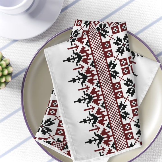 Napkins Palestinian Tatreez Printed Embroidery Napkins Home décor, Ramadan Home Décor Gift Kitchen Accessories, henna Napkins.