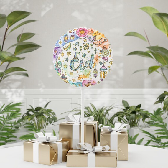 Eid Watercolor Stars Balloon | 11" Round Foil