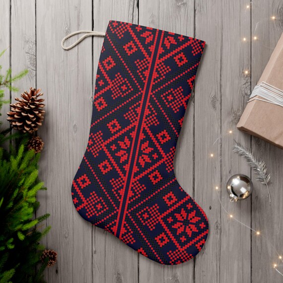 Festive Christmas Stocking, Cozy Holiday Decor, Handcrafted Gift Holder, Personalized Stocking for Santa, Perfect for Kids and Adults