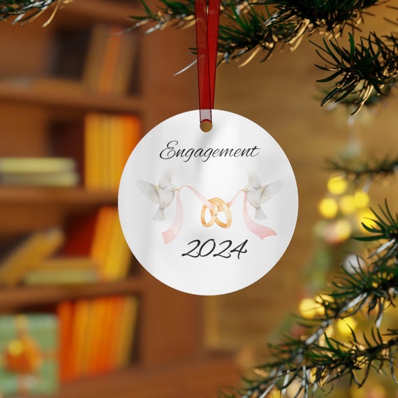 Engagement Ornaments, Wedding Tree Decor, Ornaments, Bridal Shower Gift, Personalized Christmas Ornaments, Holiday Keepsake