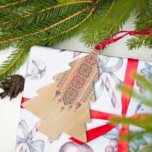 Palestinian Printed Tatreez Wooden ornaments Gift Home Décor.