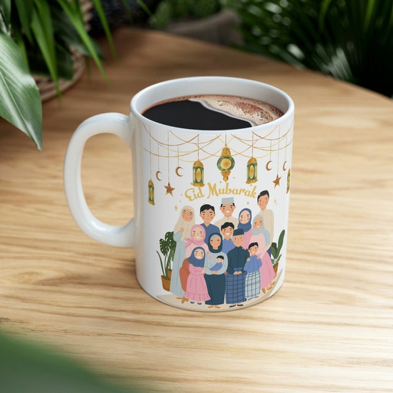 Ceramic Mug 11oz, Eid Mubarak Gift, Eid Mubarak Mug for her, Eid gift for him, Ramadan Mubarak gift