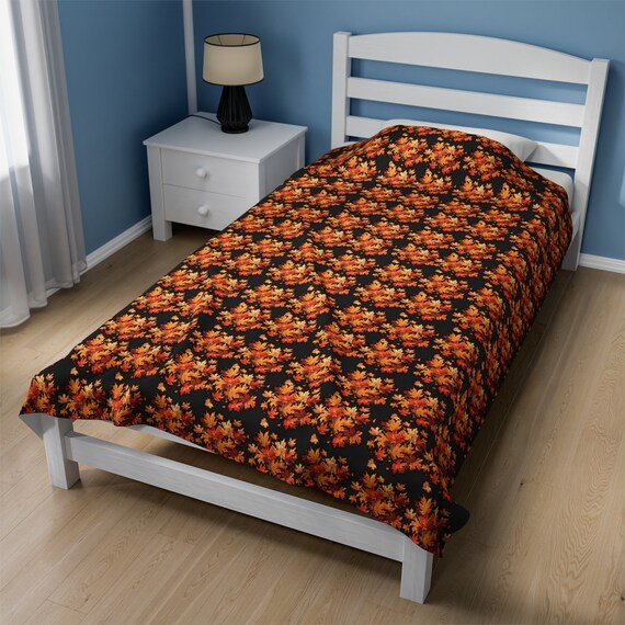 Autumn Velveteen  Plush Blanket Gift Home décor gift Thanks giving Blanket gift for her Christmas gift College gift