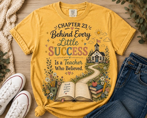 Teacher Shirt Behind Every Little Success | Teacher Appreciation Gift | Back to School Teacher Tee | Teacher Who Believed | Chapter 23.