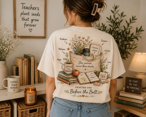 More Than a Teacher Shirt Teacher Gift Boutique Floral Book Wildflower Comfort Colors Tee Teacher gift back to school.