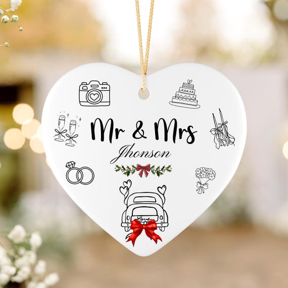 Our First Christmas Together Ornament 2025 – Personalized Newlywed Christmas Gift, Custom Ceramic Holiday Keepsake Decoration