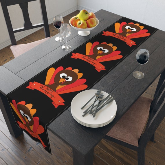 Thanksgiving Personalised Table runner, thanksgiver Thanks, Thankful Table cover , Christian Thanksgiving Apron  Table Runner (Cotton, Poly)