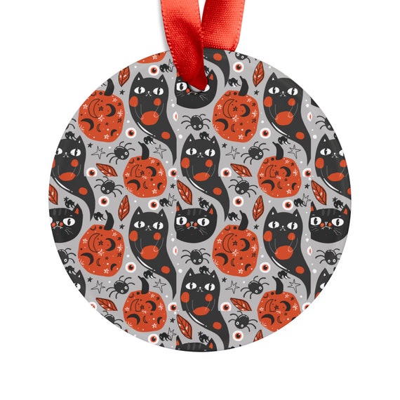 Acrylic Ornament, Halloween Spooky Cat Ornament, Halloween Decor, Holiday Decoration, Cat Lover Gift, Spooky Ornament, Halloween Cat