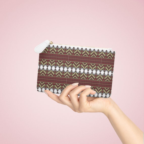 Palestinian Tatrees embroidery printed Clutch Bag Makeup Clutch bag Ramadan Eid Gift Traditional Middle East Embroidery,Mini Clutch Bag