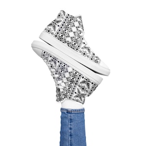 Gedruckte palästinensische Tatreez-Frauen-High-Top-Segeltuchschuhe Damenmode