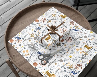 Scandinavian Christmas Wrapping Paper: Winter Floral Gift Wrap