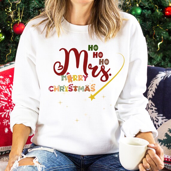 Personalised Mrs Christmas Sweatshirt Family Sweatshirt Unisex Heavy Blend Crewneck Sweatshirt Christmas Light Sweatshirt Unisex