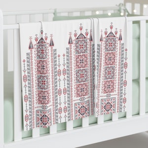 Palestinian Tatreez embroidery Printed Baby Swaddle Blanket Gift Baby shower gift Baby Swaddle Blanket
