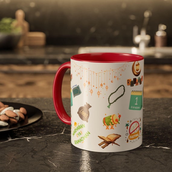 Ramadan Mug Gift, Islamic Holiday Coffee Cup, Eid Al-Fitr Islamic Celebration, Muslim Family Kitchen Decor, Colorful Ceramic Tea Mug,