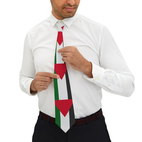 Palestinian Flag Necktie, groom tie, kufiyah, wedding tie, henna groom tie, Palestine culture design Groom Gift For him Dad Gift. Necktie.