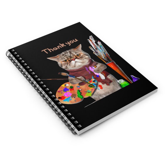 Personalised Notebook, Cat Notebook, Personalised teacher gift, Christmas gift ideas , Back to school Spiral Notebook - Ruled Line