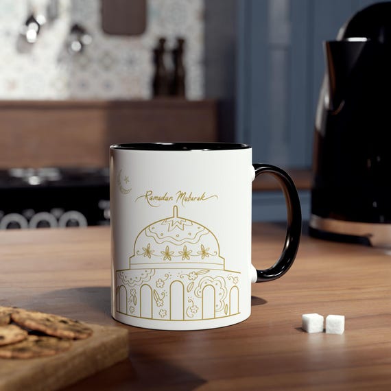 Ramadan Mubarak Mosque Mug Two-Tone Coffee Mug | Eid Ramadan Ceramic Cup
