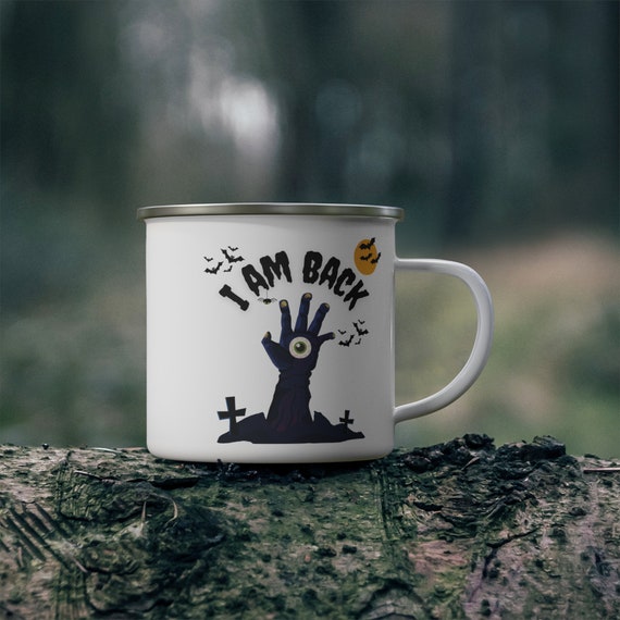 Personalised Halloween Mugs, Halloween Gifts Kids, First Halloween Gifts, Halloween Enamel Mug, Enamel Camping Mug