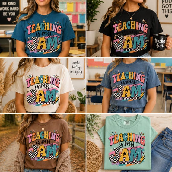 Retro Teacher Shirt, Teaching Is My Jam Tee, 80s Teacher Shirt, Colorful Teacher T-Shirt, Back to School Tee, Vintage Teacher Gift.