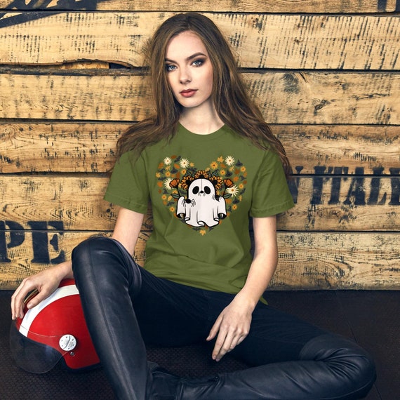 Retro Halloween cute ghost Fall heart Spooky Unisex Personalized t-shirt