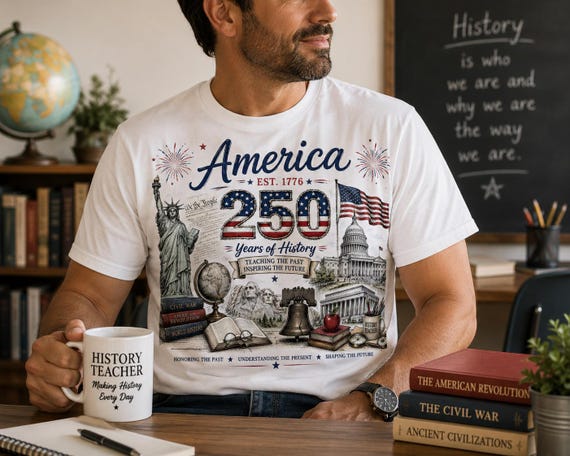 History Teacher America 250 Shirt |250 Years of History Tee  Patriotic History Teacher Gift | America 1776-2026 tee  Social Studies Teacher