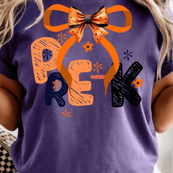 Comfort Colors® Pre-K Teacher Halloween Shirt with graffiti text and a cute pumpkin design