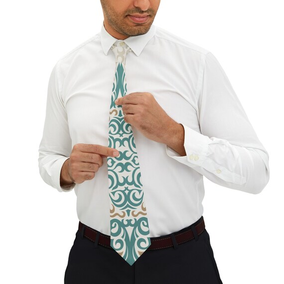 Seamless Islamic Pattern Necktie Gift, Groom Necktie Vintage Design, groom tie wedding tie, henna groom tie, Groom Gift For him Dad Gift.