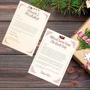 Dos Cartas de Papá Noel Descargables Plantilla Carta de Deseo carta tradicional para niños Descarga Digital Carta de Navidad. Cartas de Navidad
