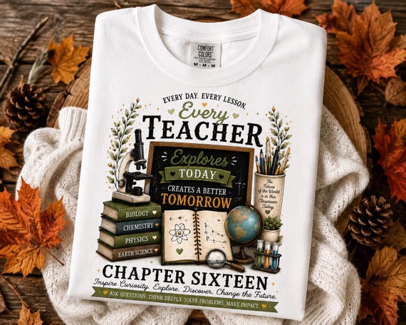 Science Teacher Shirt | Chapter Sixteen | Inspire Curiosity Explore Discover Change the Future | Comfort Colors Teacher Tee