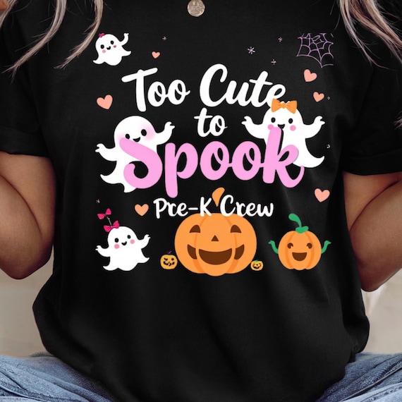 Comfort Colors® Pre-K Teacher Halloween Shirt with graffiti text and a cute pumpkin design