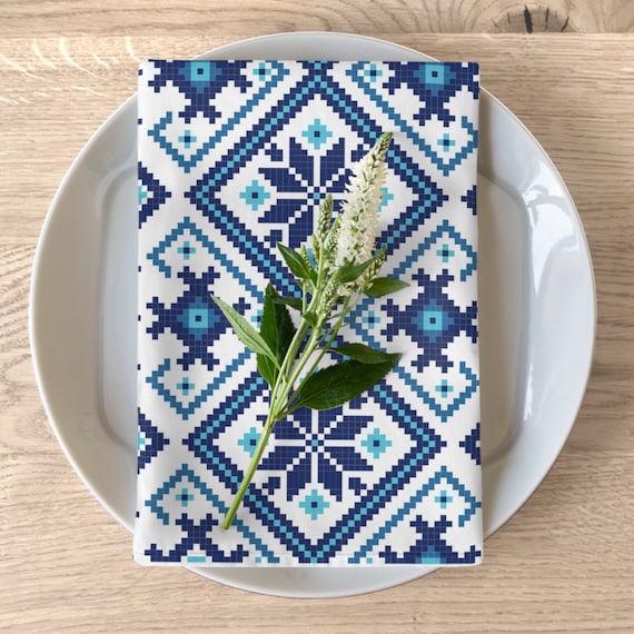 Napkins Palestinian Tatreez Printed Embroidery Napkins Home décor, Ramadan Home Décor Gift Kitchen Accessories, henna Napkins.
