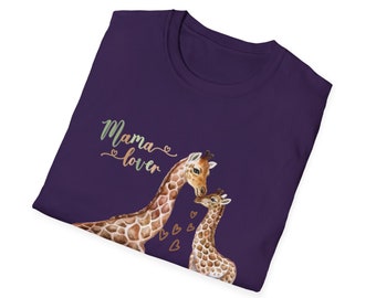 Personalized Mama Shirt, Mothers Day Shirt, Giraffe Mom Shirt, Mom Gift, Gift for Mom - Cotton Tee T-Shirt. shirt T-Shirt Animal lover shirt