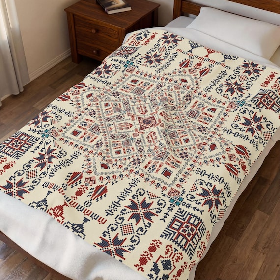 Boho Kilim Pattern Velveteen Plush Blanket | Southwestern Tribal Throw