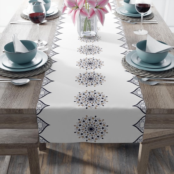 Table Runner, Ramadan Decor Table Cloth, Eid Decoration, Islamic Middle East Art Pattern, Home Decor
