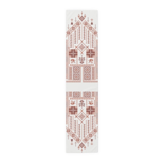 Table Runner Palestine Tatreez printed henna Table Runner Cotton Poly, henna party décor, home décor, red Tatreez, gift, wedding decorations