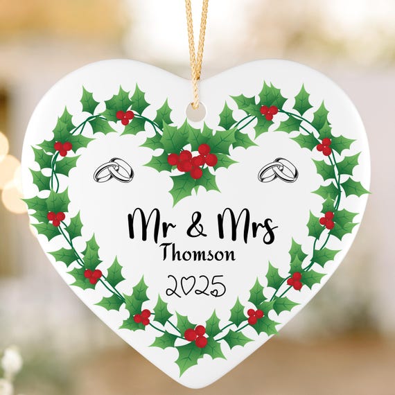 Our First Christmas Together Ornament 2025 – Personalized Newlywed Christmas Gift, Custom Ceramic Holiday Keepsake Decoration