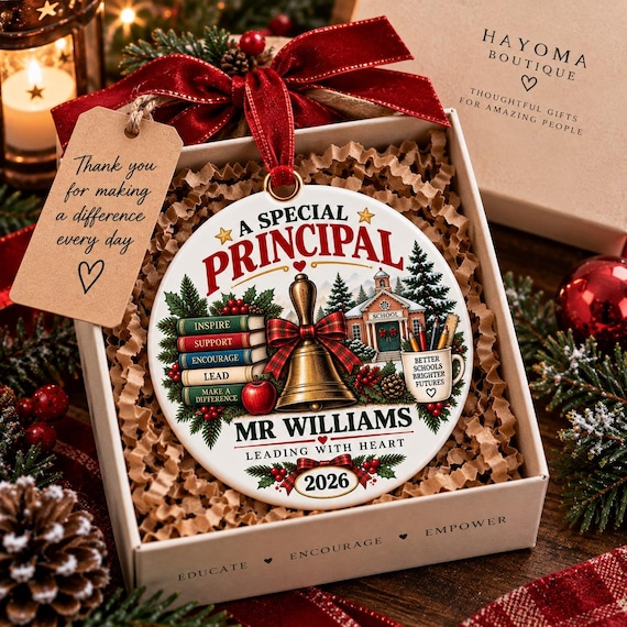 Personalised Principal Christmas Ornament 2026, School Leader Keepsake Gift