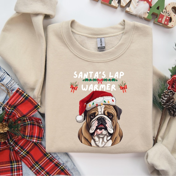 Lazy Funny Christmas Dog Santa's Lap Wormer Sweatshirt, Holiday Pet Lover Gift, Cozy Winter Dog Apparel, Unisex Jumper, Xmas Pup Pullover,