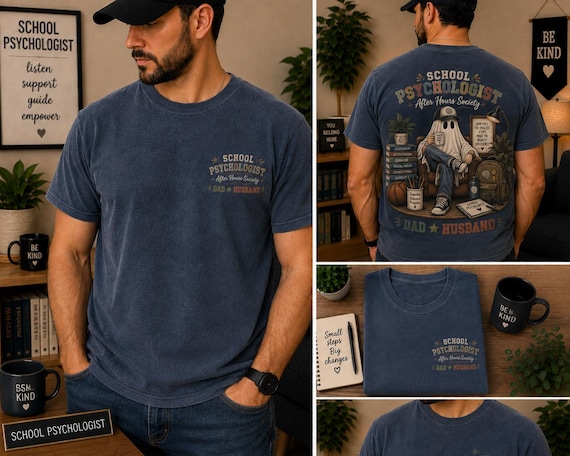 School Psychologist Halloween Shirt, Psychologist Dad Husband Tee, School Mental Health Staff Gift, Vintage Ghost Psychology Shirt.