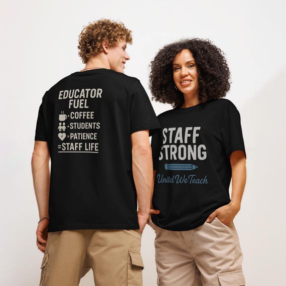 Personalized Teacher Unisex organic ribbed neck t-shirt.