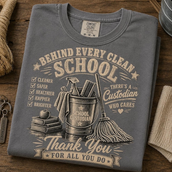 School Custodian Appreciation Shirt, Janitor Thank You Gift, School Caretaker Tee, Maintenance Staff T-Shirt, Night Shift Custodian Gift